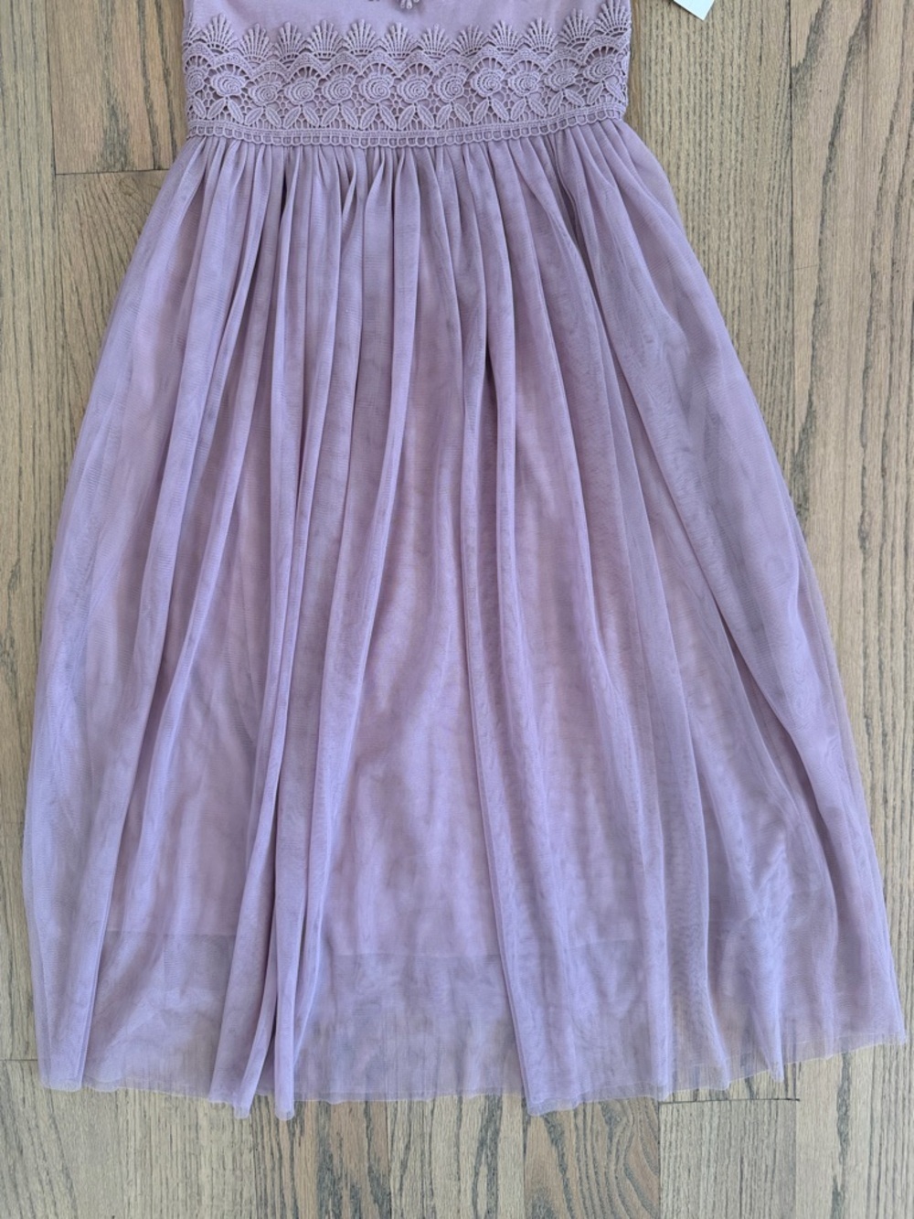 NWT Zhenzi Girls Light Mauve Lace Bodice Spaghetti Strap Dress Size Medium (8) - Picture 3 of 10